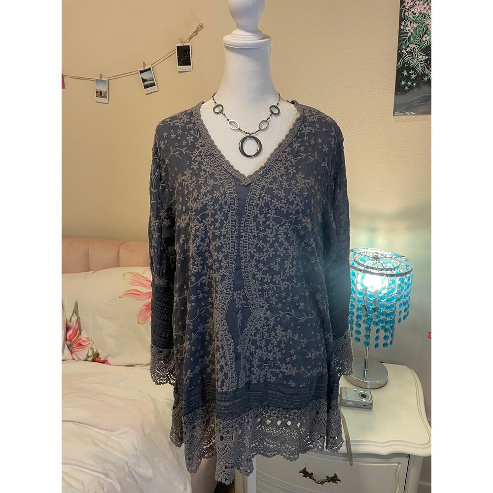 gray johnny was eyelit lace  dress